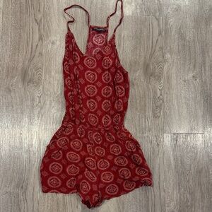 Brandy Melville Red Patterned Romper